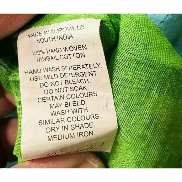 Rangali Vintage Blue Green Flowy Handmade Cottagecore Boho Top Blouse Small - Picture 6 of 6